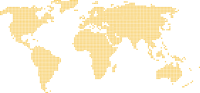 Dotted world map showing global reach of financial press release distribution